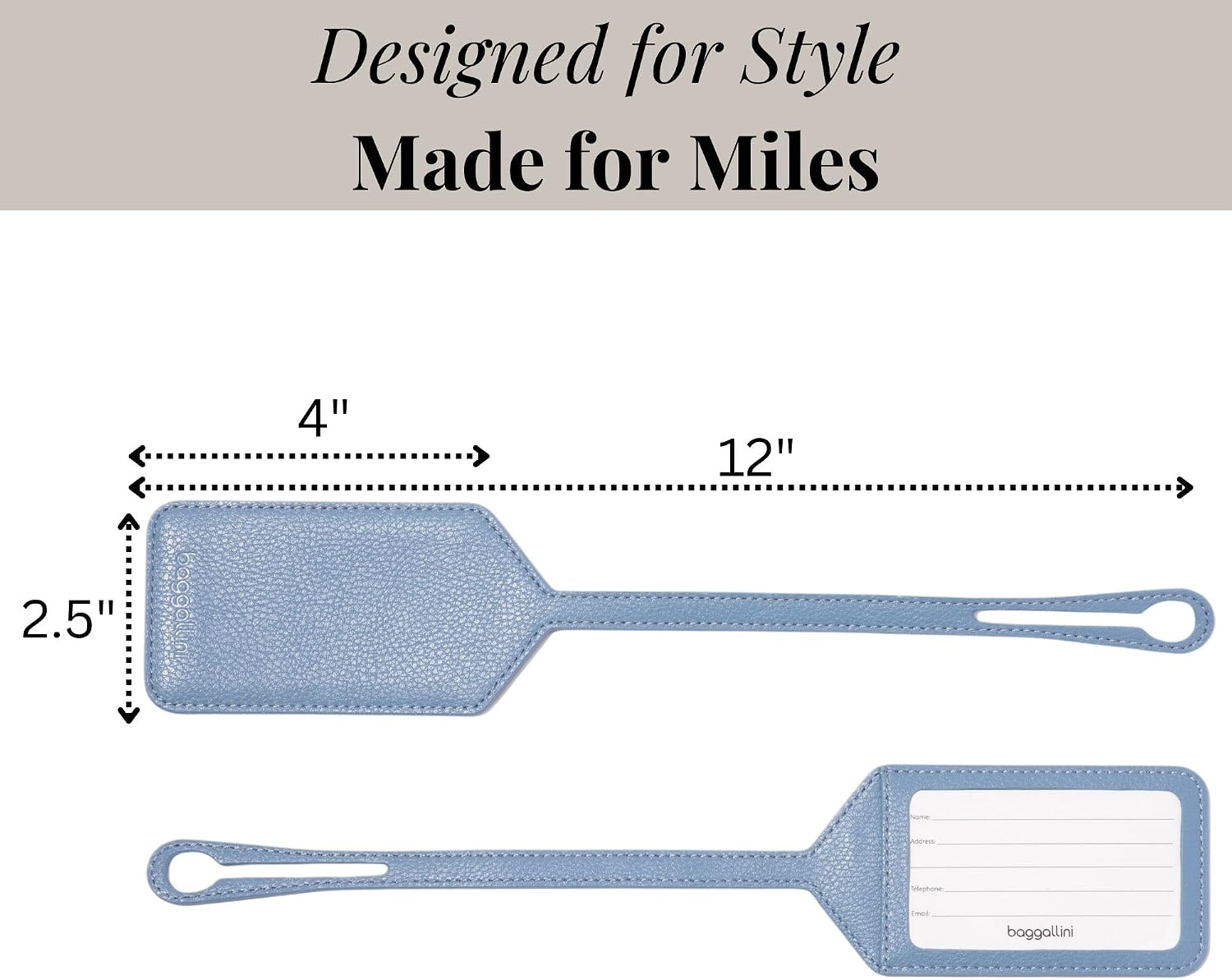 image:imageBaggallini Luggage Tag  25x4 Lightweight Travel Essential Suitcase TagCornflower