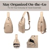 image:imageBaggallini Womens Central Park Sling 12x7 Crossbody Bag WConvertible Adjustable Shoulder StrapTaupe Twill