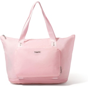 image:imageBaggallini Carryall Expandable Lightweight Travel Tote 22 Packable Folding Compact Nylon Washable Weekender wLuggage SleeveBagg Pink