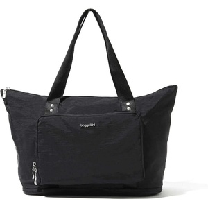 image:imageBaggallini Carryall Expandable Lightweight Travel Tote 22 Packable Folding Compact Nylon Washable Weekender wLuggage SleeveBlack
