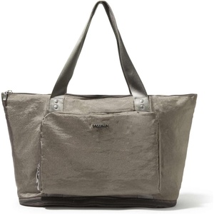 image:imageBaggallini Carryall Expandable Lightweight Travel Tote 22 Packable Folding Compact Nylon Washable Weekender wLuggage SleeveSterling Shimmer