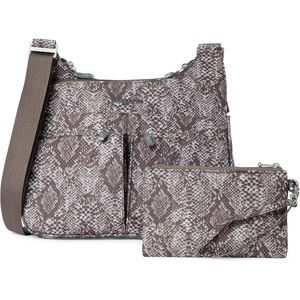 image:imageBaggallini Crossbody Travel Bag 11x85 Lightweight Waterresistant Nylon HandbagTan Python