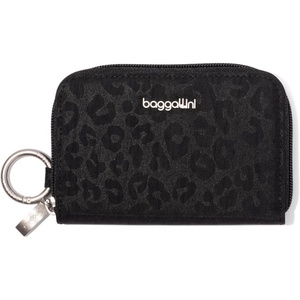 image:imageBaggallini Deluxe Card Case  Lightweight 55x33 RFID Protected Womens Wallet Card HolderBlack Cheetah Emboss