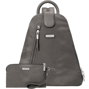 image:imageBaggallini Metro Backpack with RFID Phone Wristlet  9x11 Convertible Sling Bag for Women with Adjustable Shoulder StrapsGray