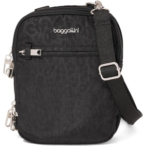 image:imageBaggallini Securtex Antitheft Mini Everything Crossbody Bag 63x825 Rfid Locking Zippers amp Cutresistant StrapBlack Cheetah Emboss