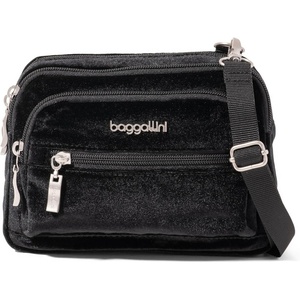 image:imageBaggallini Triple Zip Small Crossbody Bag for Women  Lightweight Convertible Fanny Pack Belt BagBlack Velvet