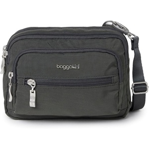 image:imageBaggallini Triple Zip Small Crossbody Bag for Women  Lightweight Convertible Fanny Pack Belt BagCharcoal