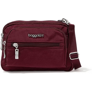image:imageBaggallini Triple Zip Small Crossbody Bag for Women  Lightweight Convertible Fanny Pack Belt BagDark Cherry