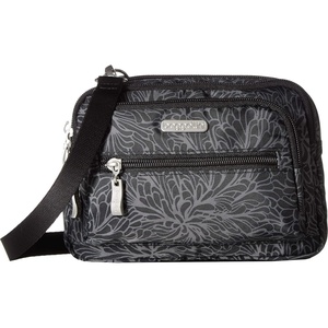 image:imageBaggallini Triple Zip Small Crossbody Bag for Women  Lightweight Convertible Fanny Pack Belt BagMidnight Blossom Print