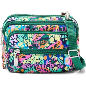 image:imageBaggallini Triple Zip Small Crossbody Bag for Women  Lightweight Convertible Fanny Pack Belt BagParadise Print