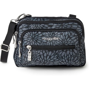 image:imageBaggallini Triple Zip Small Crossbody Bag for Women  Lightweight Convertible Fanny Pack Belt BagPewter Floral