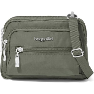 image:imageBaggallini Triple Zip Small Crossbody Bag for Women  Lightweight Convertible Fanny Pack Belt BagThyme