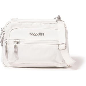 image:imageBaggallini Triple Zip Small Crossbody Bag for Women  Lightweight Convertible Fanny Pack Belt BagWhite