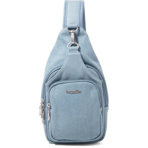image:imageBaggallini Womens Central Park Sling 12x7 Crossbody Bag WConvertible Adjustable Shoulder StrapLight Indigo Denim