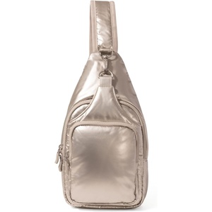 image:imageBaggallini Womens Central Park Sling 12x7 Crossbody Bag WConvertible Adjustable Shoulder StrapPlatinum Ecopuff