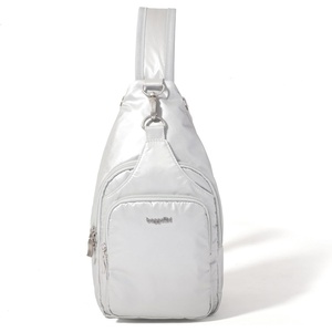 image:imageBaggallini Womens Central Park Sling 12x7 Crossbody Bag WConvertible Adjustable Shoulder StrapSilver Metallic