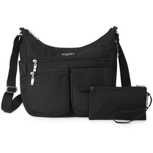 image:imageBaggallini womens Everywhere Bagg Crossbody Women 11x9 Lightweight Nylon Hobo Waterresistant Travel Bag WRfidBlack