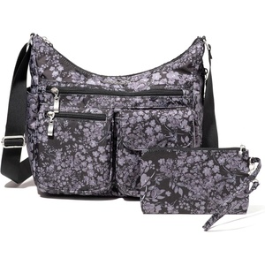 image:imageBaggallini womens Everywhere Bagg Crossbody Women 11x9 Lightweight Nylon Hobo Waterresistant Travel Bag WRfidBlack Hydrangea
