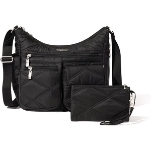 image:imageBaggallini womens Everywhere Bagg Crossbody Women 11x9 Lightweight Nylon Hobo Waterresistant Travel Bag WRfidBlack Quilt