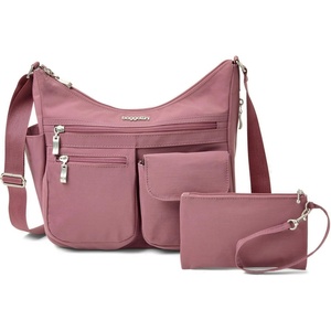 image:imageBaggallini womens Everywhere Bagg Crossbody Women 11x9 Lightweight Nylon Hobo Waterresistant Travel Bag WRfidDusty Mauve