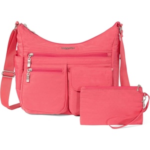 image:imageBaggallini womens Everywhere Bagg Crossbody Women 11x9 Lightweight Nylon Hobo Waterresistant Travel Bag WRfidFlamingo
