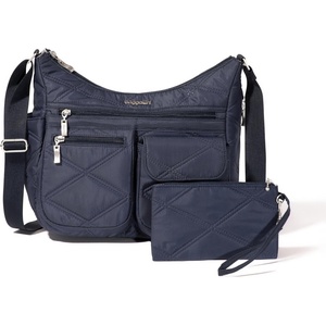 image:imageBaggallini womens Everywhere Bagg Crossbody Women 11x9 Lightweight Nylon Hobo Waterresistant Travel Bag WRfidFrench Navy Quilt