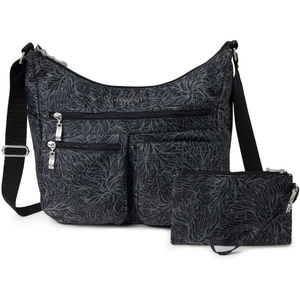 image:imageBaggallini womens Everywhere Bagg Crossbody Women 11x9 Lightweight Nylon Hobo Waterresistant Travel Bag WRfidMidnight Blossom