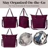 image:imageBaggallini Carryall Tote  Lightweight Nylon Zipper Top Weekender Travel Beach Bag wLuggage SleeveMulberry