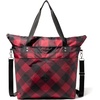 image:imageBaggallini Carryall Tote  Lightweight Nylon Zipper Top Weekender Travel Beach Bag wLuggage SleeveRed Buffalo Plaid