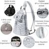 image:imageBaggallini Naples Convertible Backpack  Travel Sling Crossbody  12 Nylon Handbag wRFID amp Padded Tablet SleeveSilver Metallic Quilt