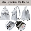 image:imageBaggallini Naples Convertible Backpack  Travel Sling Crossbody  12 Nylon Handbag wRFID amp Padded Tablet SleeveSilver Metallic Quilt