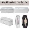 image:imageLong Pocket Cosmetic  Lightweight 78x 31x21 Makeup Bag  Travel Essentials Makeup OrganizerSilver Metallic