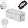image:imageLong Pocket Cosmetic  Lightweight 78x 31x21 Makeup Bag  Travel Essentials Makeup OrganizerSilver Metallic