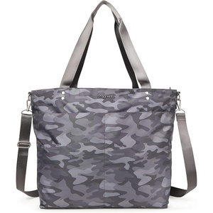 image:imageBaggallini Carryall Tote  Lightweight Nylon Zipper Top Weekender Travel Beach Bag wLuggage SleeveDark Grey Camo