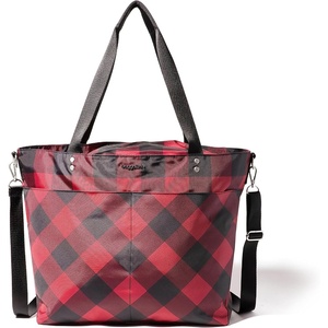 image:imageBaggallini Carryall Tote  Lightweight Nylon Zipper Top Weekender Travel Beach Bag wLuggage SleeveRed Buffalo Plaid