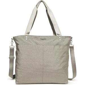image:imageBaggallini Carryall Tote  Lightweight Nylon Zipper Top Weekender Travel Beach Bag wLuggage SleeveSterling Shimmer