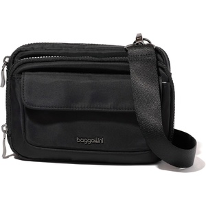 image:imageBaggallini Double Zip Convertible CrossbodyBlack Twill