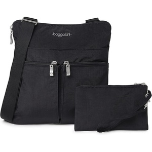 image:imageBaggallini Horizon Crossbody Bags for Women 10x105 Lightweight WaterResistant Nylon RFID Purse Handbag wWristlet IncludedBlack