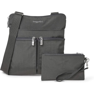 image:imageBaggallini Horizon Crossbody Bags for Women 10x105 Lightweight WaterResistant Nylon RFID Purse Handbag wWristlet IncludedCharcoal