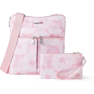 image:imageBaggallini Horizon Crossbody Bags for Women 10x105 Lightweight WaterResistant Nylon RFID Purse Handbag wWristlet IncludedPink Tiedye