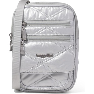 image:imageBaggallini Journey Crossbody Bags for Women 9x6 Small Lightweight Travel Handbag WRFIDSilver Metallic Quilt