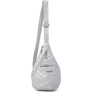image:imageBaggallini Mini Sling  12x7 Sling Crossbody Bag Backpack with Adjustable Shoulder StrapSilver Metallic Quilt