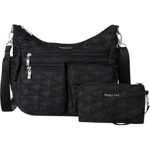 image:imageBaggallini Modern Everywhere Crossbody Bag for Women 11x9x45 Rfid Hobo BagBlack Quilt