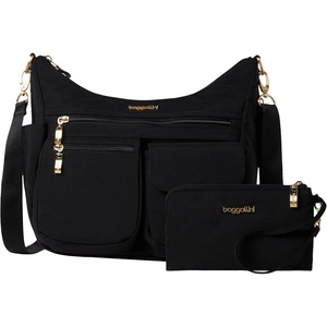 image:imageBaggallini Modern Everywhere Crossbody Bag for Women 11x9x45 Rfid Hobo BagBlack W Gold Hardware