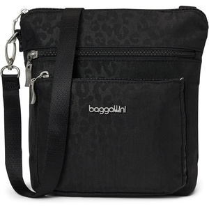 image:imageBaggallini Modern Pocket Crossbody Bag for Women 85x85 Handbag Purse with RFID Lightweight WaterResistantBlack Cheetah Emboss