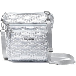 image:imageBaggallini Modern Pocket Crossbody Bag for Women 85x85 Handbag Purse with RFID Lightweight WaterResistantSilver Metallic Quilt