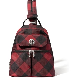 image:imageBaggallini Naples Convertible Backpack  Travel Sling Crossbody  12 Nylon Handbag wRFID amp Padded Tablet SleeveRed Buffalo Plaid