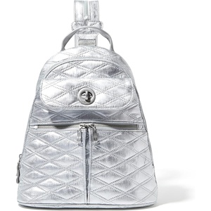 image:imageBaggallini Naples Convertible Backpack  Travel Sling Crossbody  12 Nylon Handbag wRFID amp Padded Tablet SleeveSilver Metallic Quilt