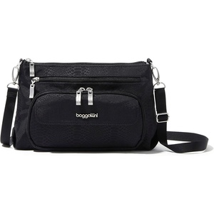 image:imageBaggallini Original Everyday 11x75 Crossbody Bags Rfid Protected Lightweight Nylon Zippered Travel PurseBlack Python Emboss