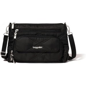 image:imageBaggallini Original Everyday 11x75 Crossbody Bags Rfid Protected Lightweight Nylon Zippered Travel PurseBlack Quilt